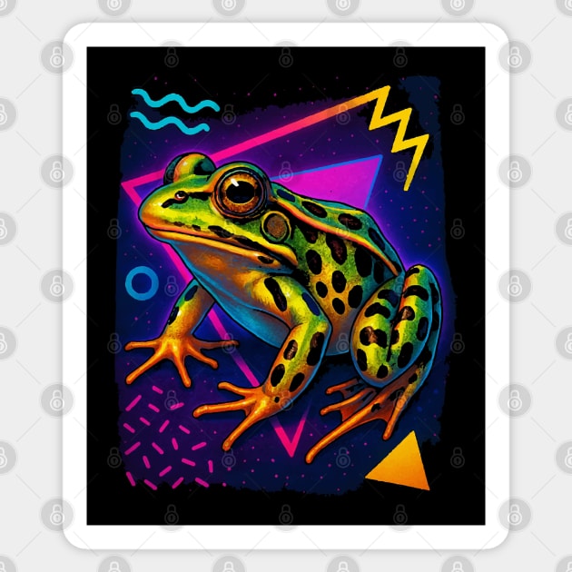 Retro Neon Leopard Frog - Vibrant Terrestrial Amphibian Design Sticker by Reptiq's Store